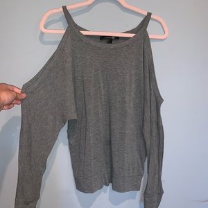 Gray Cut-Out Shoulder Long Sleeve